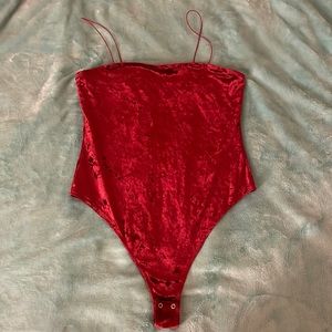 Garage red velvet bodysuit